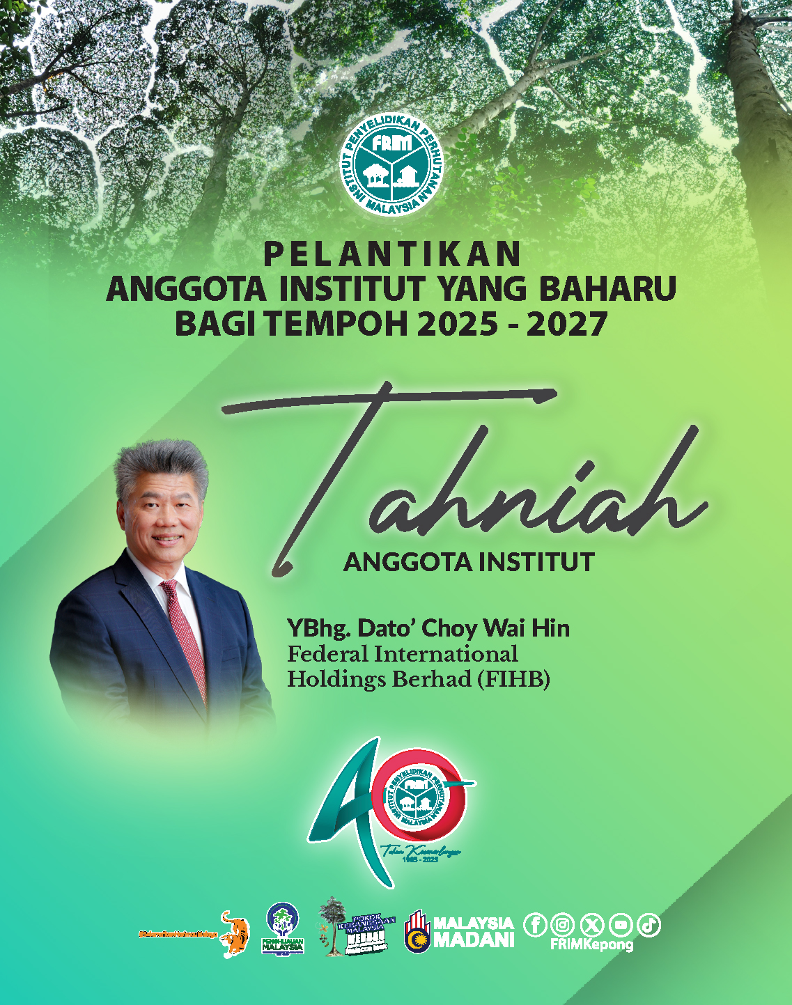 Layang Kaji Leadership Appointed to FRIM Institute